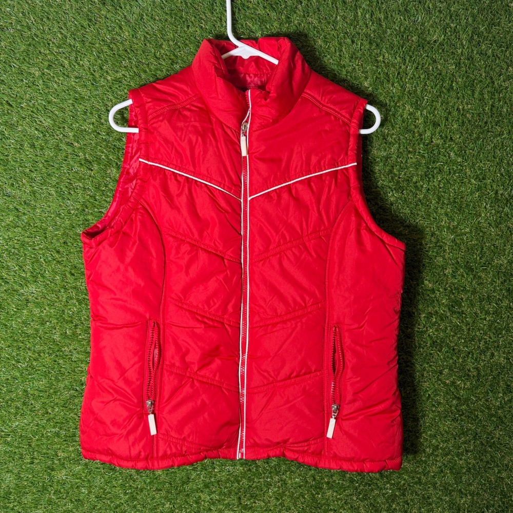Paris Blues‎ Red Puffer Vest Women's Medium Sleeveless Outerwear M Y2K